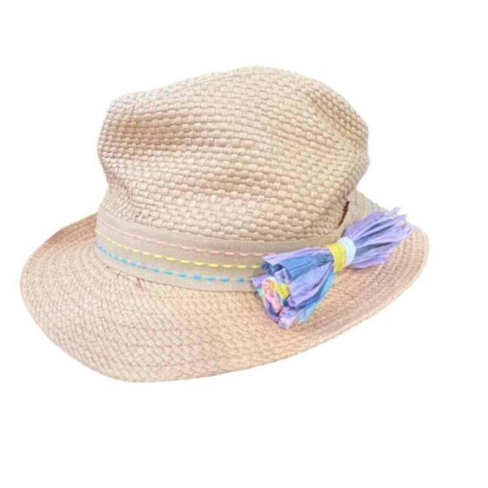Addie & Tate‎ Girls Fedora Style Hat with Pastel Stitched Trim and Bow Party